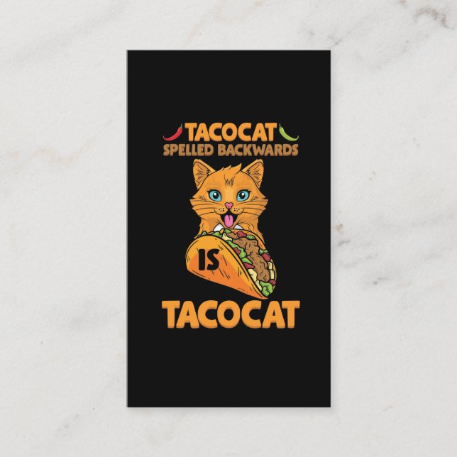 Cartão De Visita Taco Cat Ortografado Para Trás Tacocat Comida Mexi (Frente)