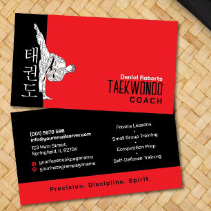 Cartão De Visita Taekwondo Coach - Artista Marcial e Símbolo Hangul