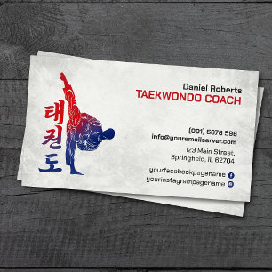 Cartão De Visita Taekwondo Coach - Artista Marcial e Símbolo Hangul