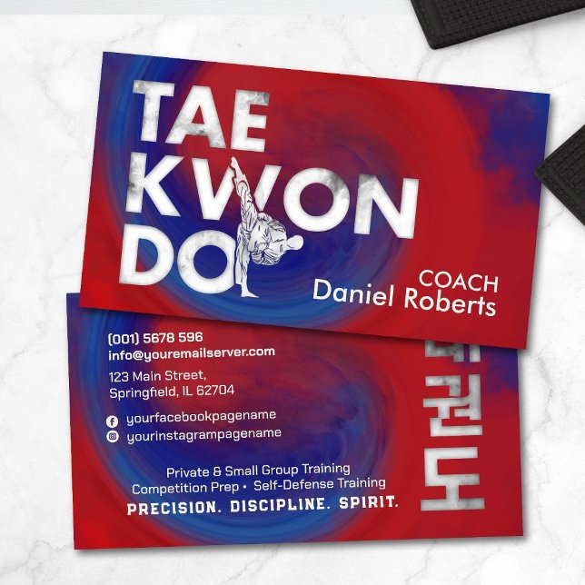 Cartão De Visita Taekwondo Coach - Símbolo Hangul e Alto Chute (Criador carregado)