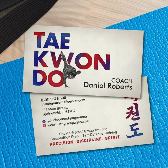 Cartão De Visita Taekwondo Coach - Símbolo Hangul e Alto Chute (Criador carregado)