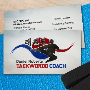 Cartão De Visita Taekwondo Coach - Símbolo Taegeuk e Hangul