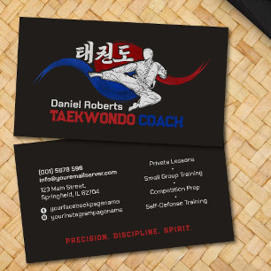 Cartão De Visita Taekwondo Coach - Símbolo Taegeuk e Hangul