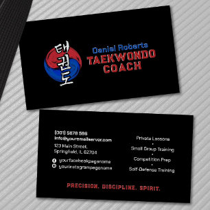 Cartão De Visita Taekwondo Coach - Símbolo Taegeuk e Hangul