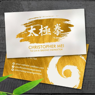 Cartão De Visita Tai Chi Chuan - Traço de pincel ouro
