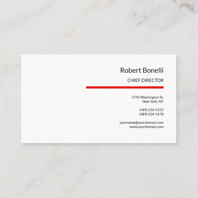 Cartão De Visita Tamanho Padrão Moderno Vermelho Branco Simples Min (Frente)