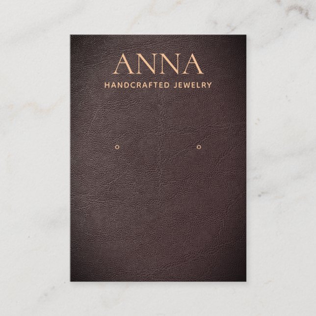 Cartão De Visita Tan Brown Leather Earring Jewelry Display (Frente)