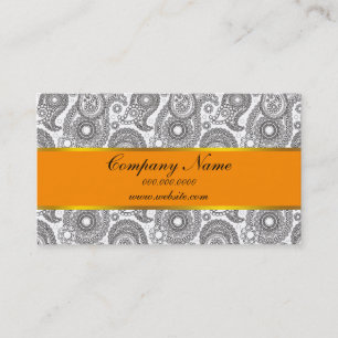 Cartão De Visita Tangerine Black Paisley