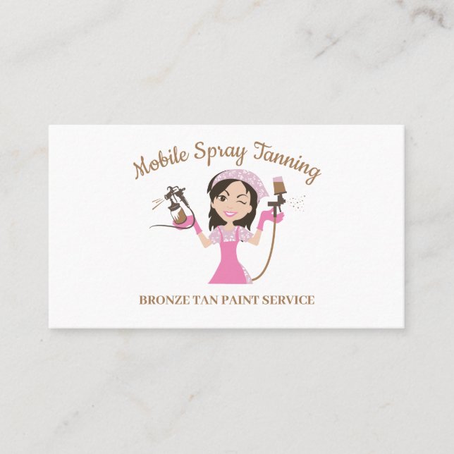 Cartão De Visita Tanning Spray Body Paint Mulher do Cartoon (Frente)
