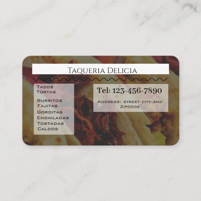 Cartão De Visita taqueria / restaurant editable card  (Frente)