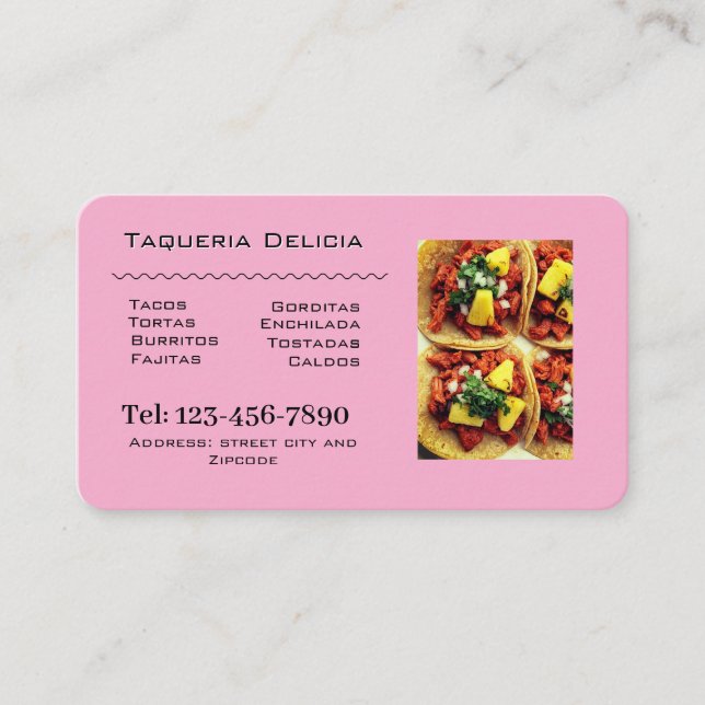 Cartão De Visita taqueria / restaurant editable card  (Frente)