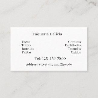 Cartão De Visita taqueria / restaurant editable card 