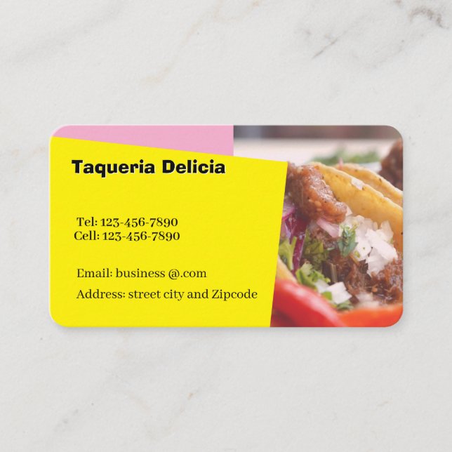 Cartão De Visita Taqueria / restaurant editable card  (Frente)