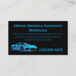 Cartão De Visita Tarjetas Negocios Azul Negro Mecánico Automotriz
