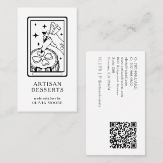 Cartão De Visita Tarot Artisan Baker Dessert Caterer QR Code