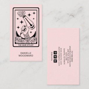 Cartão De Visita Tarot Celestial Cabelereiro Rosa Bege