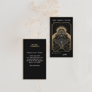 Cartão De Visita Tarot Celestial Místico Moderno Elegante Negro Dou