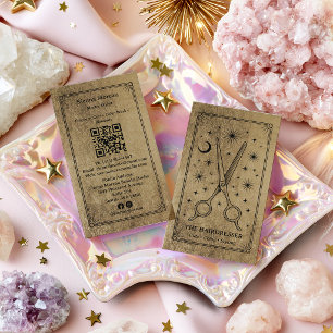 Cartão De Visita Tarot Celestial Preto Dourado Cabelereiro Código Q