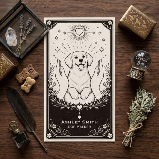 Cartão De Visita Tarot Dog Walker Boho Mistycal Puppy Business Card