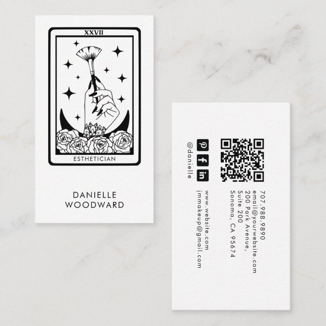 Cartão De Visita Tarot Esthetician Branding QR Code (Frente/Verso)