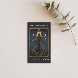 Cartão De Visita Tarot Moon Water Deusa Moderna Negra Elegante Dour