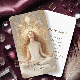 Cartão De Visita Tarot, Mulher Mística, Lua Dourada