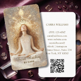 Cartão De Visita Tarot, Mulher Mística, Lua Dourada Código QR