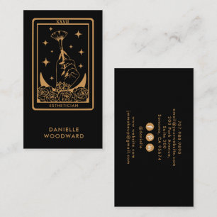 Cartão De Visita Tarot Mystic Gold Esteticista Dourado Preto Brandi