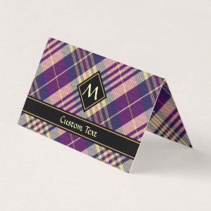 Cartão De Visita Tartan roxo, Dourado e azul