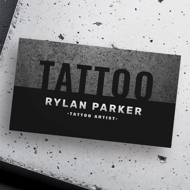 Cartão De Visita Tatuador de masculina escura escura (Masculine tattoo artist rough dark business card)