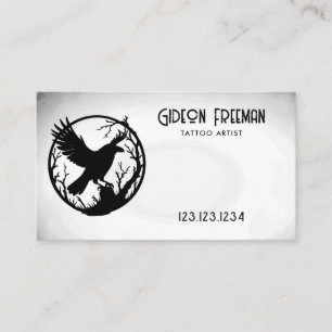 Cartão De Visita Tatuador de Silhueta Preto e Branco Grunge