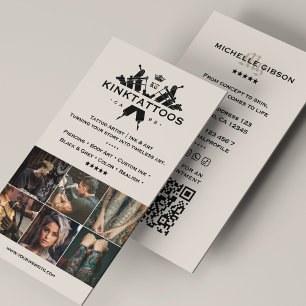 Cartão De Visita Tatuador Minimal Sand Moderno Grid Artista de Tatu