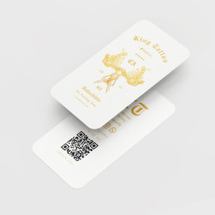 Cartão De Visita Tatuador Moderno Tattoo Studio Branco Dourado