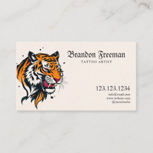 Cartão De Visita Tatuador na moda Orange Tiger Head
