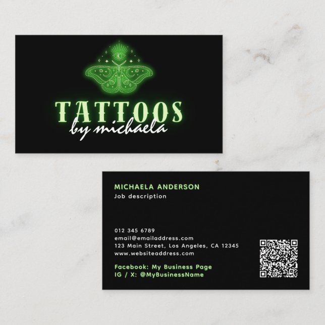 Cartão De Visita Tatuador Neon Mystical Celestial Mth (Frente/Verso)