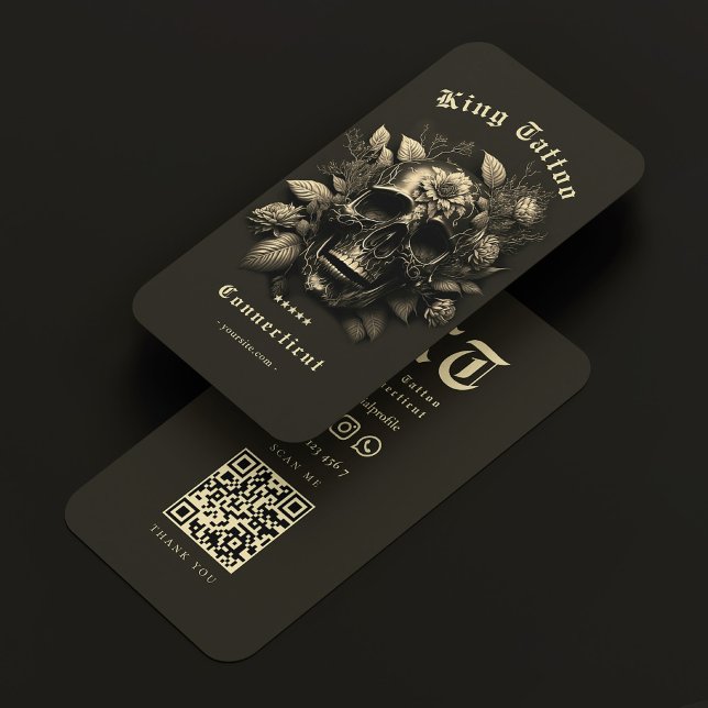 Cartão De Visita Tatuador Tatuador Gótico Crânio Moderno (Tattoo Artist Tattooist Goth Skull Modern Business Card
)