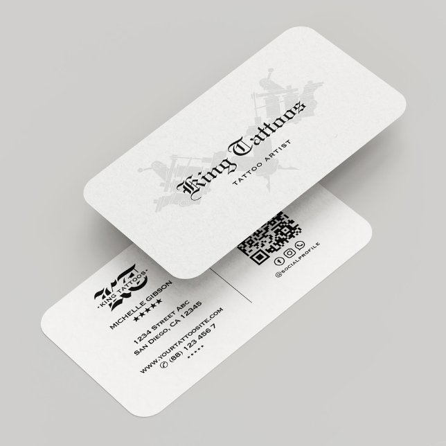 Cartão De Visita Tatuador Tatuador Mínimo, Artista Moderno Gótico B (Minimal Tattooist Tattoo Artist Modern Goth White Business Card
)