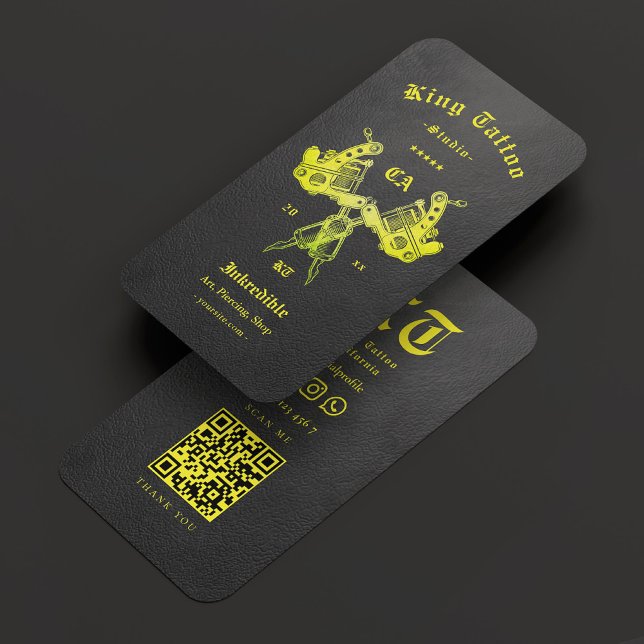 Cartão De Visita Tatuador Tatuador Monograma Monograma Negro Amarel (Tattoo Artist Tattooist Monogram Black Yellow Business Card
)