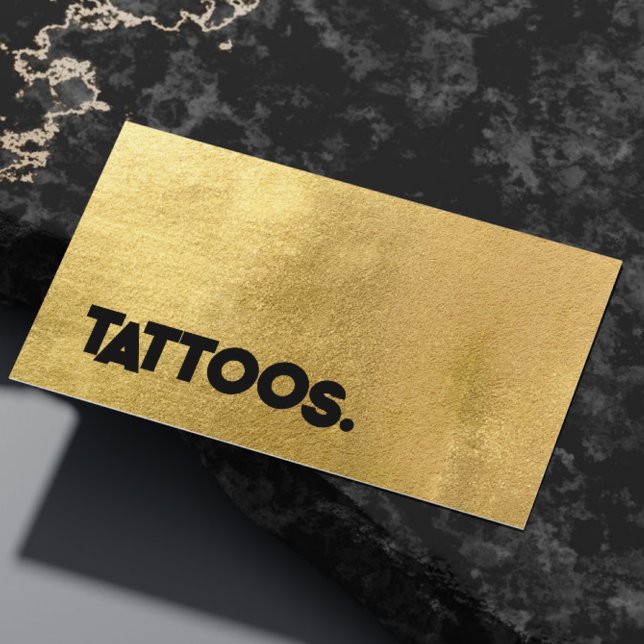 Cartão De Visita Tatuador Tatuador Simples Metálico Dourado (Criador carregado)
