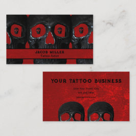 Cartão De Visita Tatuagem Artista Gótico Vermelho Negro Negra Acade