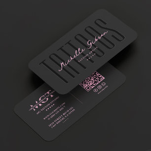 Cartão De Visita Tatuagem Artista Negro Tatuador Rosa Monograma