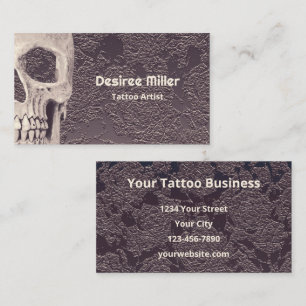 Cartão De Visita Tatuagem Compra Gótica Caveira Branca Cinza Floral