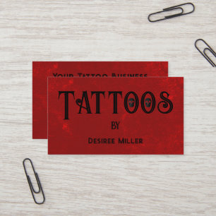 Cartão De Visita Tatuagem Compre Vermelho Negro Crânio