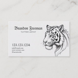 Cartão De Visita Tatuagem de desenho do na moda Black & White Tiger