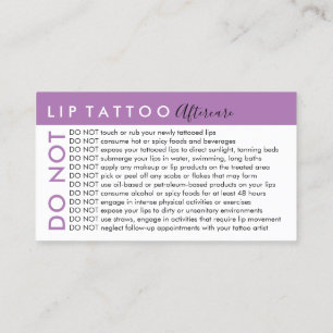 Cartão De Visita Tatuagem de lábios roxos evita conselhos depois do