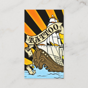 Cartão De Visita tatuagem de navios piratas