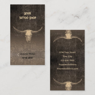 Cartão De Visita Tatuagem de textura castanha russa Rodeo Compra cr