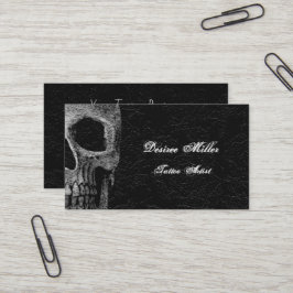Cartão De Visita Tatuagem Floral de Cabeça Gótica Cabeça Negra Cinz