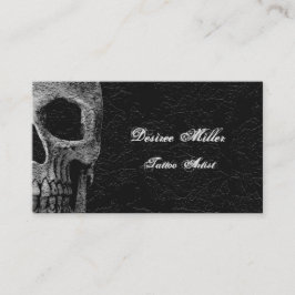 Cartão De Visita Tatuagem Floral de Cabeça Gótica Cabeça Negra Cinz