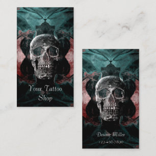 Cartão De Visita Tatuagem Floral Vermelho-Teal Vermelho-Preto Cabe
